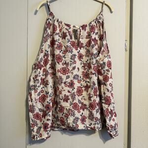 NEW Gap White Floral Sleeveless Halter Keyhole Tie Back Tank Blouse Top Size XL